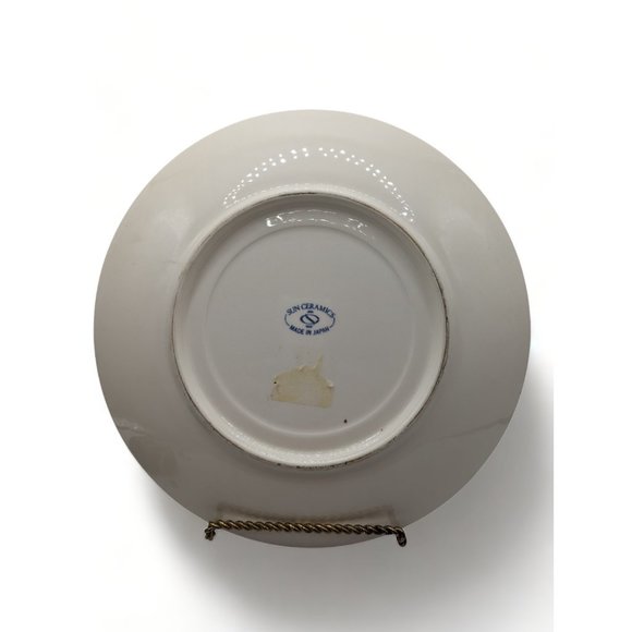 Vintage Japanese Sun Ceramics Blue White Koi Fish Porcelain Plate 12.5" Diameter - Picture 8 of 12